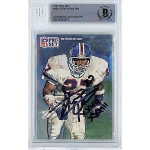 Steve Atwater Denver Broncos Autographed 1991 Pro Set Football Card Beckett Slab